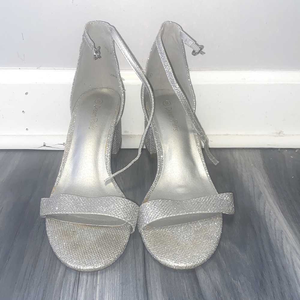 Sparkly low chunk heel